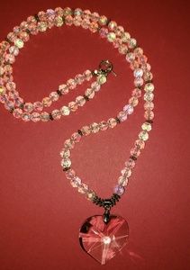 Glass heart and beaded necklace